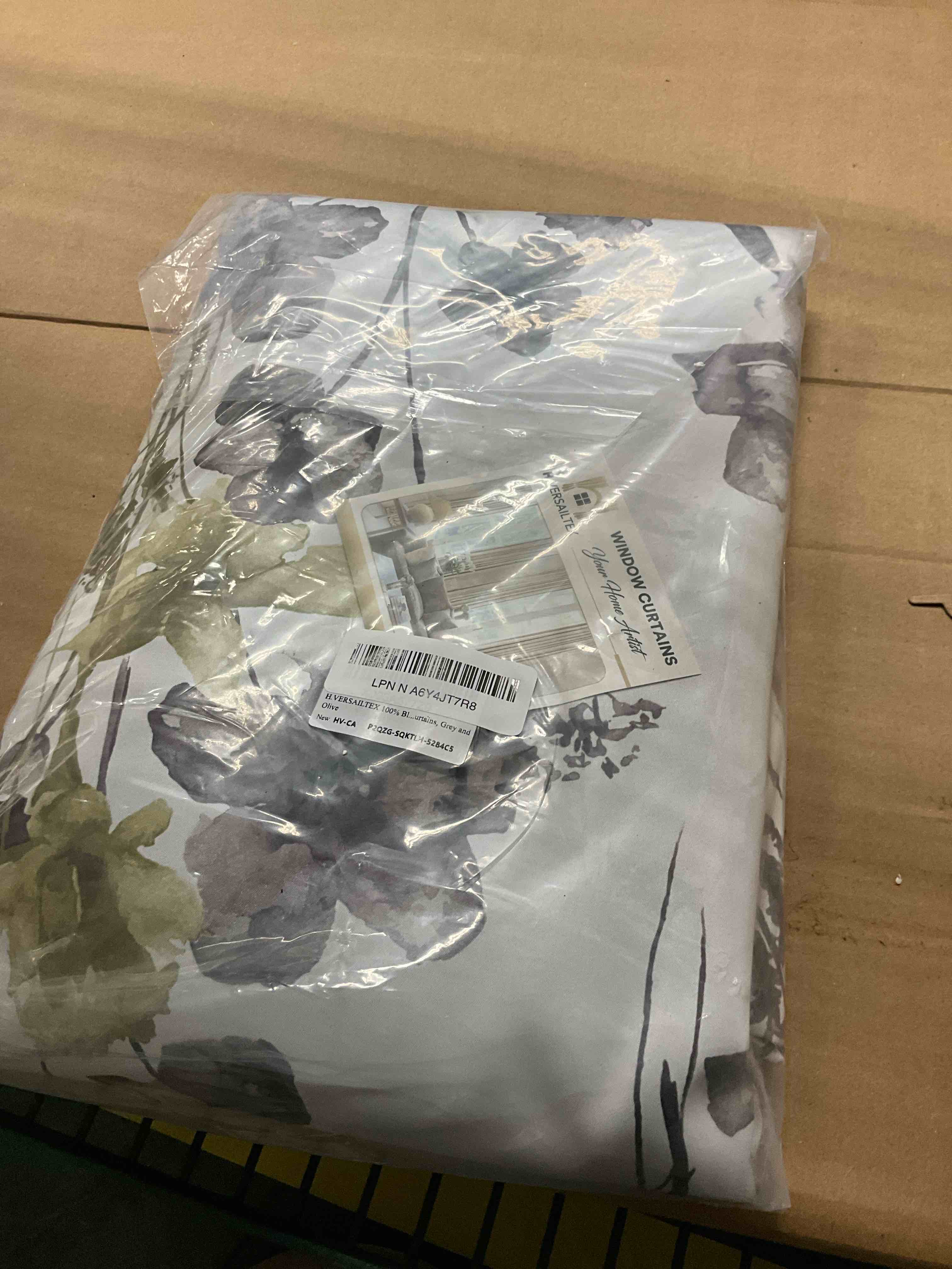 Condition photo showing Good Condition for H.VERSAILTEX 100% Blackout Curtains 84 inch Length 2 Panels Set Cattleya Floral Printed Drapes Leah Floral Thermal Curtains for Bedroom with Black Liner Sound Proof Curtains, Grey and Olive