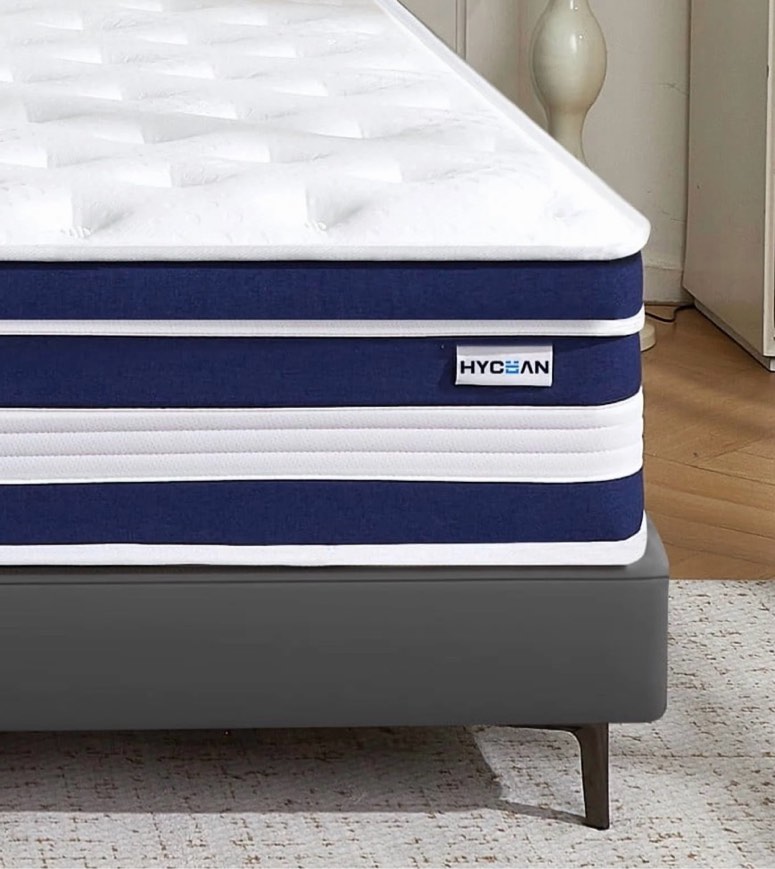 hycean full size mattress, 10 inch hybrid memory foam full mattress in a box, pressure relief, medium firm, certipur-us