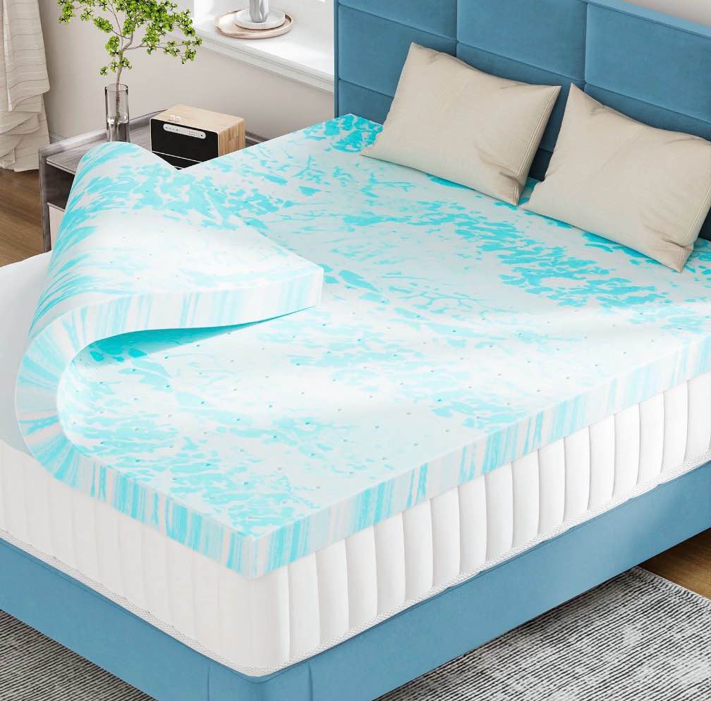 concetta 3 inch twin size memory foam mattress topper with cooling gel, pressure relief for back pain, comfort bed topper, certipur-us certified