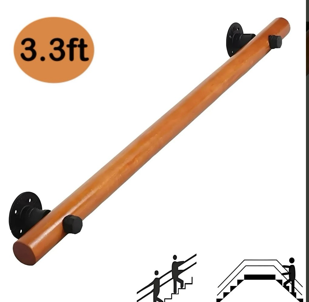petoto exquisite solid wood staircase handrail 3.3ft non-slip indoor stair railing for home