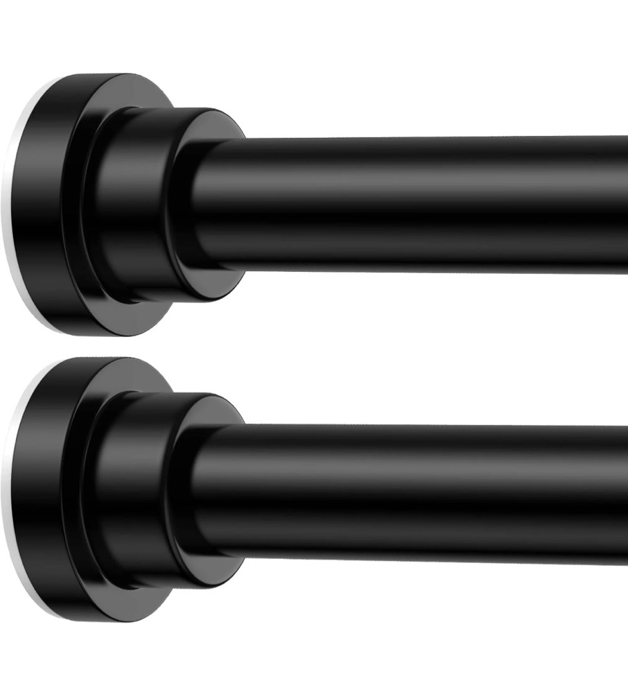 shower curtain rod adjustable 26-76 inch, 1"diameter spring tension curtain rod no drill, anti-rust non-slip shower rod, black shower curtain rod for bathroom tension