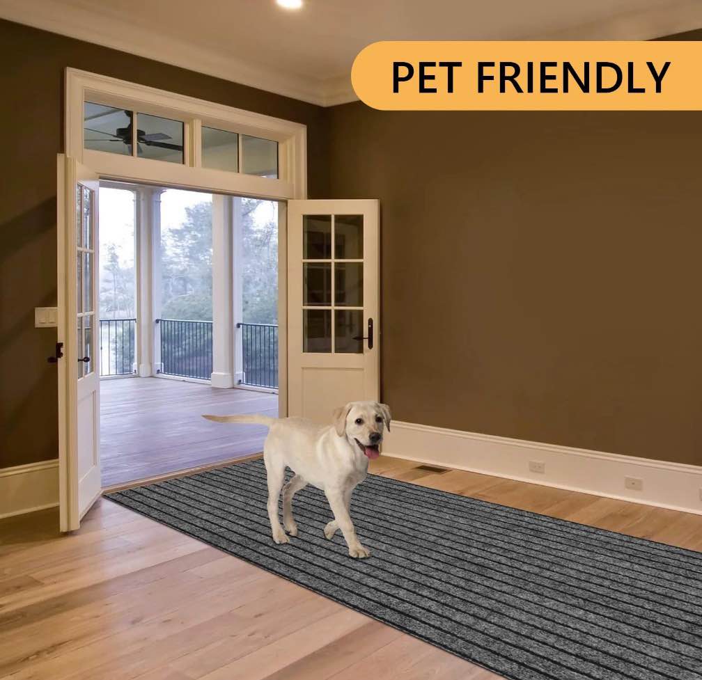 tripumer indoor outdoor runner carpet 2 x 6 ft runner rugs rubber backing rug for hallway entryway kitchen laundry room grey