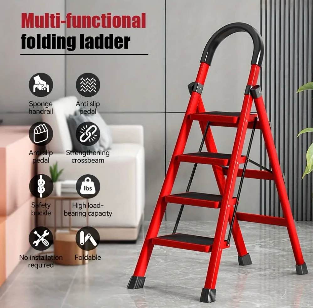 maxvini 3 step lightweight folding step ladder aluminum step stool with widened anti-slip strip pedal convenient handgrip,multi-use for household and office
