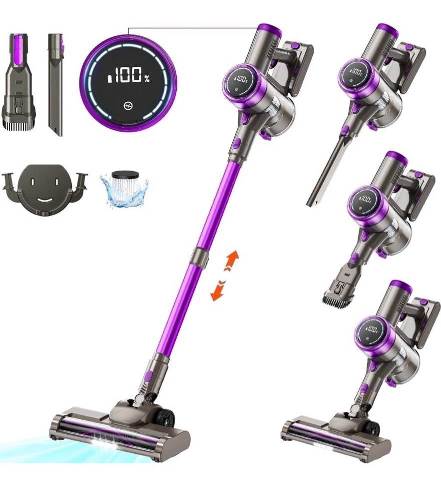 kanfuaq cordless stick vacuum cleaner 38kpa 50mins 2200mah lightweight for home pet hair carpet hard floor