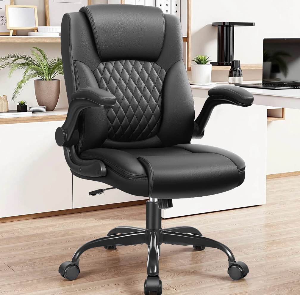 coolhut leather office chair, big and tall office chair 400lbs wide seat ergonomic computer desk chair high back executive leather chair adjustable task chair lumbar back with 8-year warranty, black