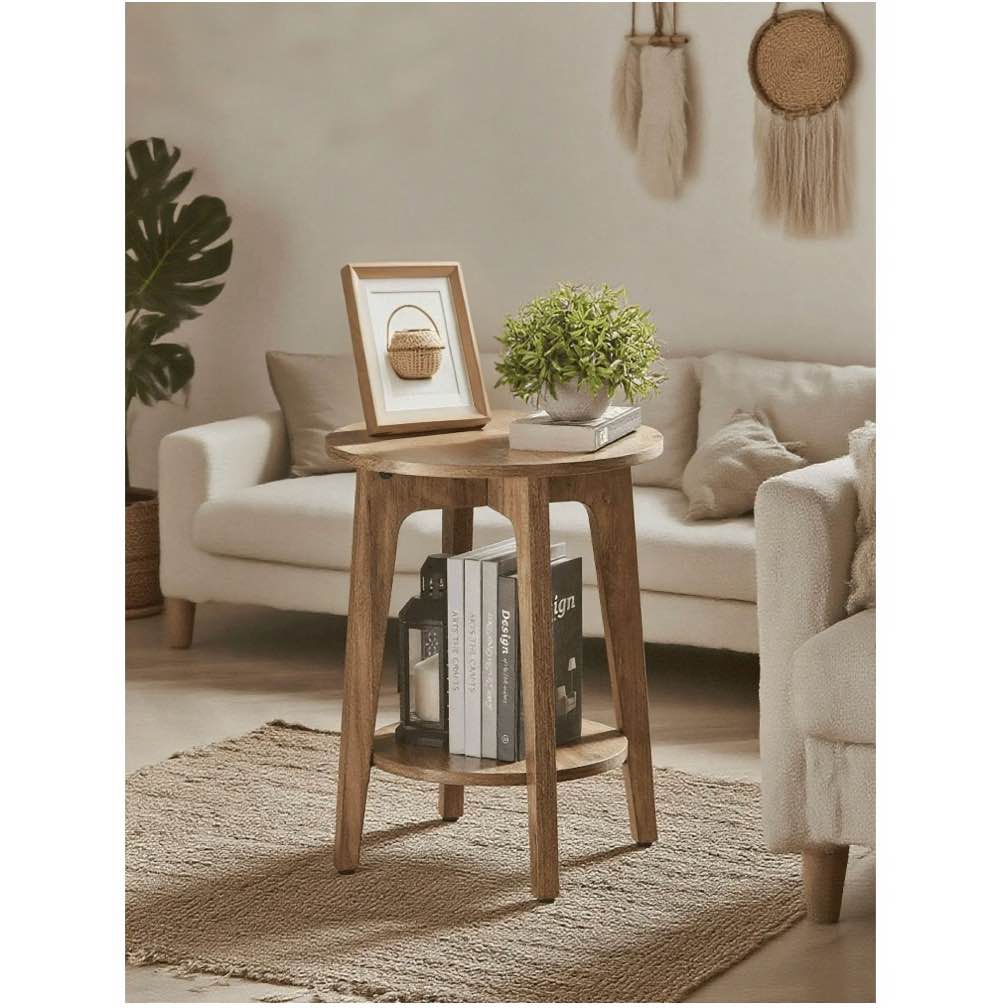 round end table farmhouse small side table living room corner table drink table rustic walnut