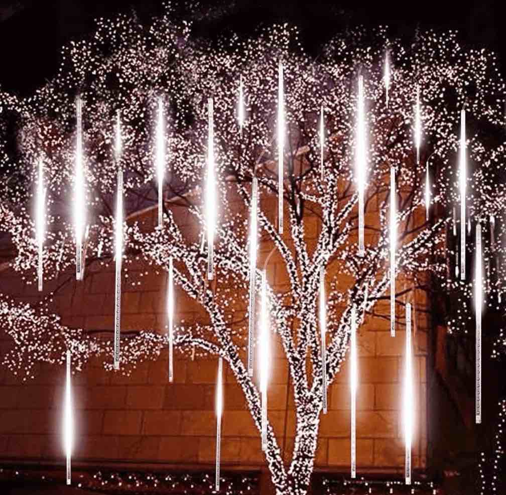 Upgraded Meteor Shower Rain Lights - Waterproof Drop Icicle Snow Falling Raindrop 50cm 10 Tubes Cascading Lights for Wedding Xmas Home Décor (2Pack Cool White)