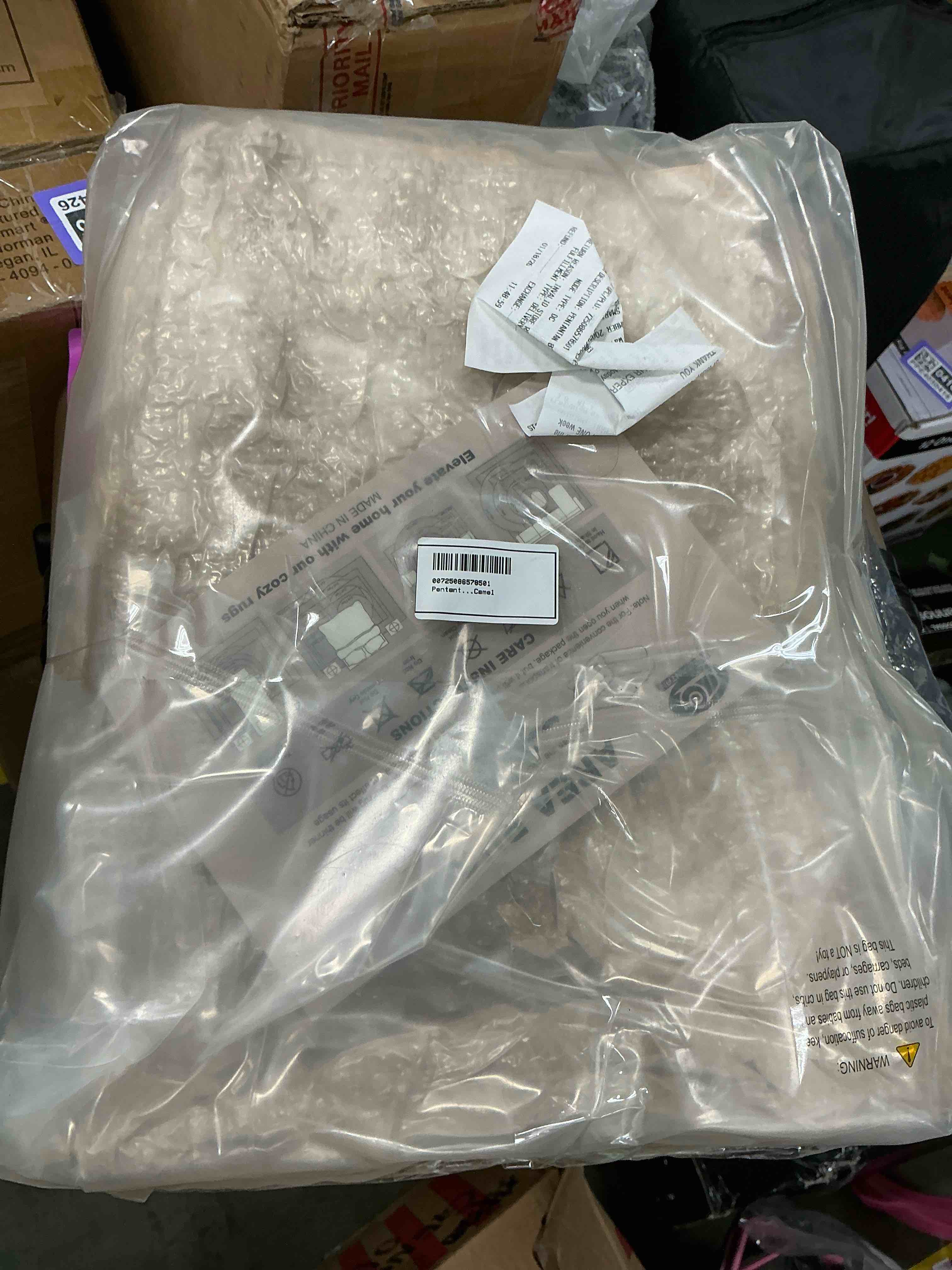 Condition photo showing New/Like New for Pentantan 8’ x 10’ Shag Area Rugs  Soft Fluffy Indoor Carpet for Living Room Bedroom Decor  Tie-dyed Camel