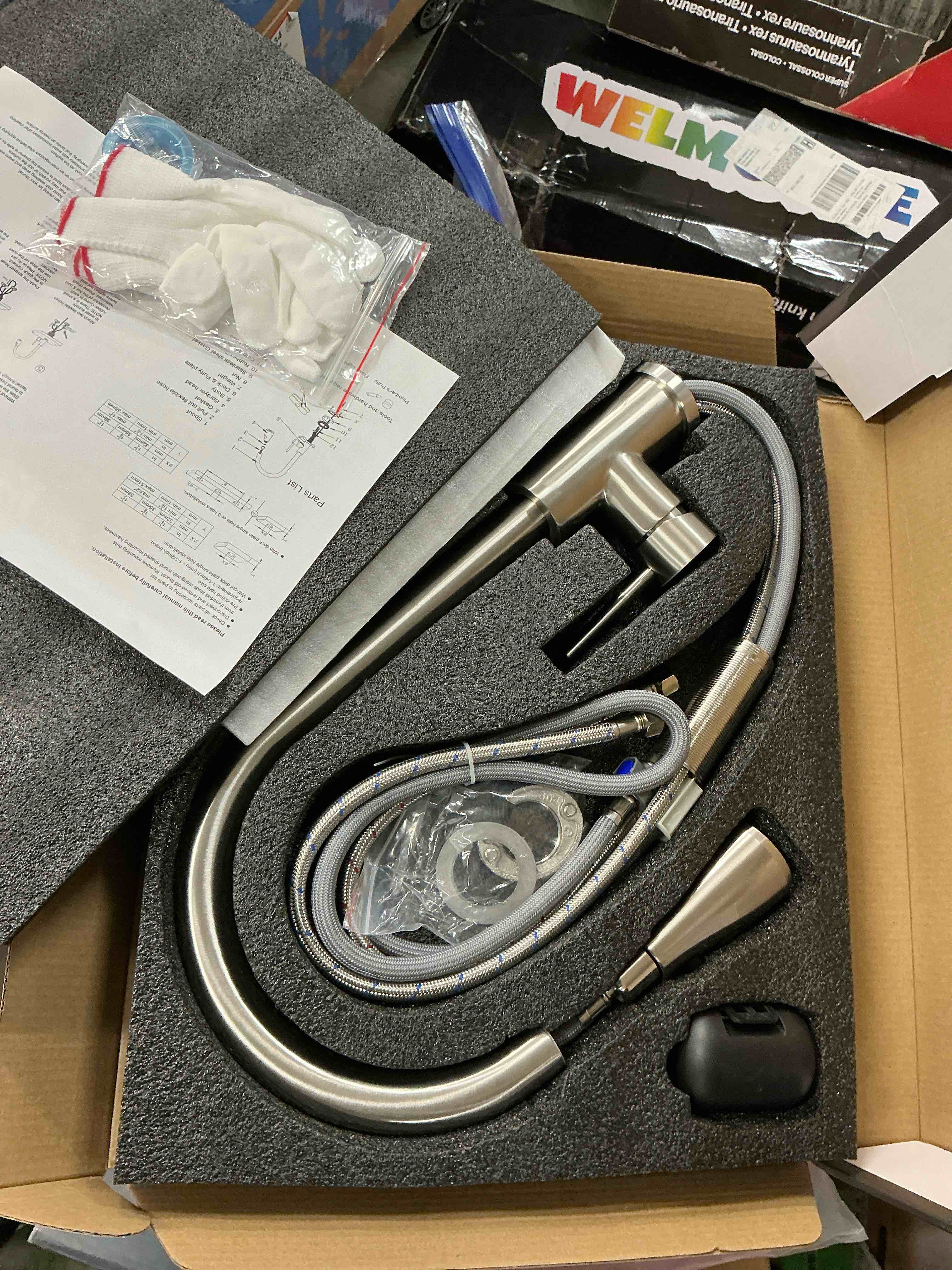 Condition photo showing New/Like New for Vesteel Kitchen Sink Faucet with Pull Down Sprayer  18/10 Stainless Steel Kitchen Tall Water Faucet Brushed Nickel  Single Handle & Deck Plate
