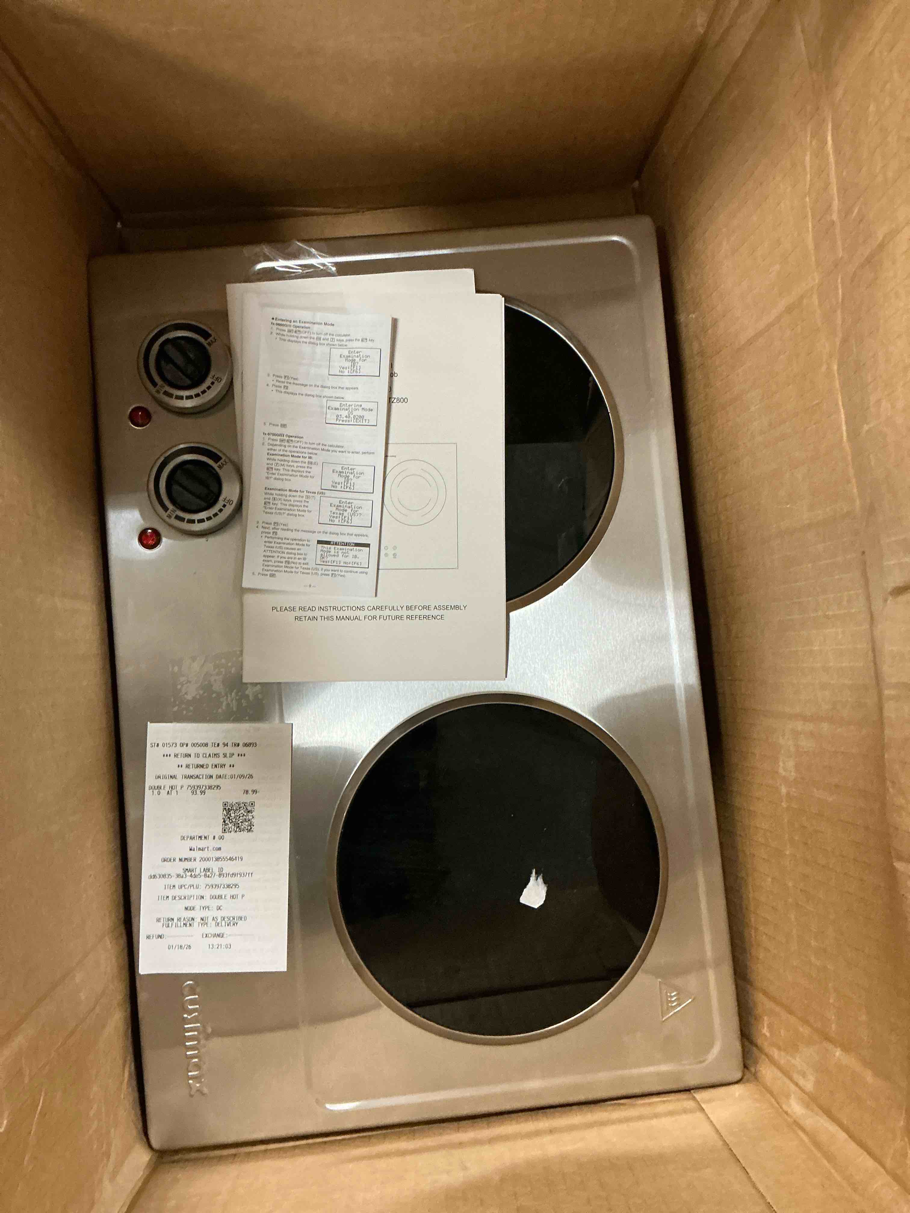 Condition photo showing Good Condition for Double Hot Plate  CUSIMAX 1800W Portable Ceramic – Dual Infrared Cooktop with Independent Controls  Stainless Steel & Glass Electric Burner for Countertop Cooking  Upgraded Silver Design