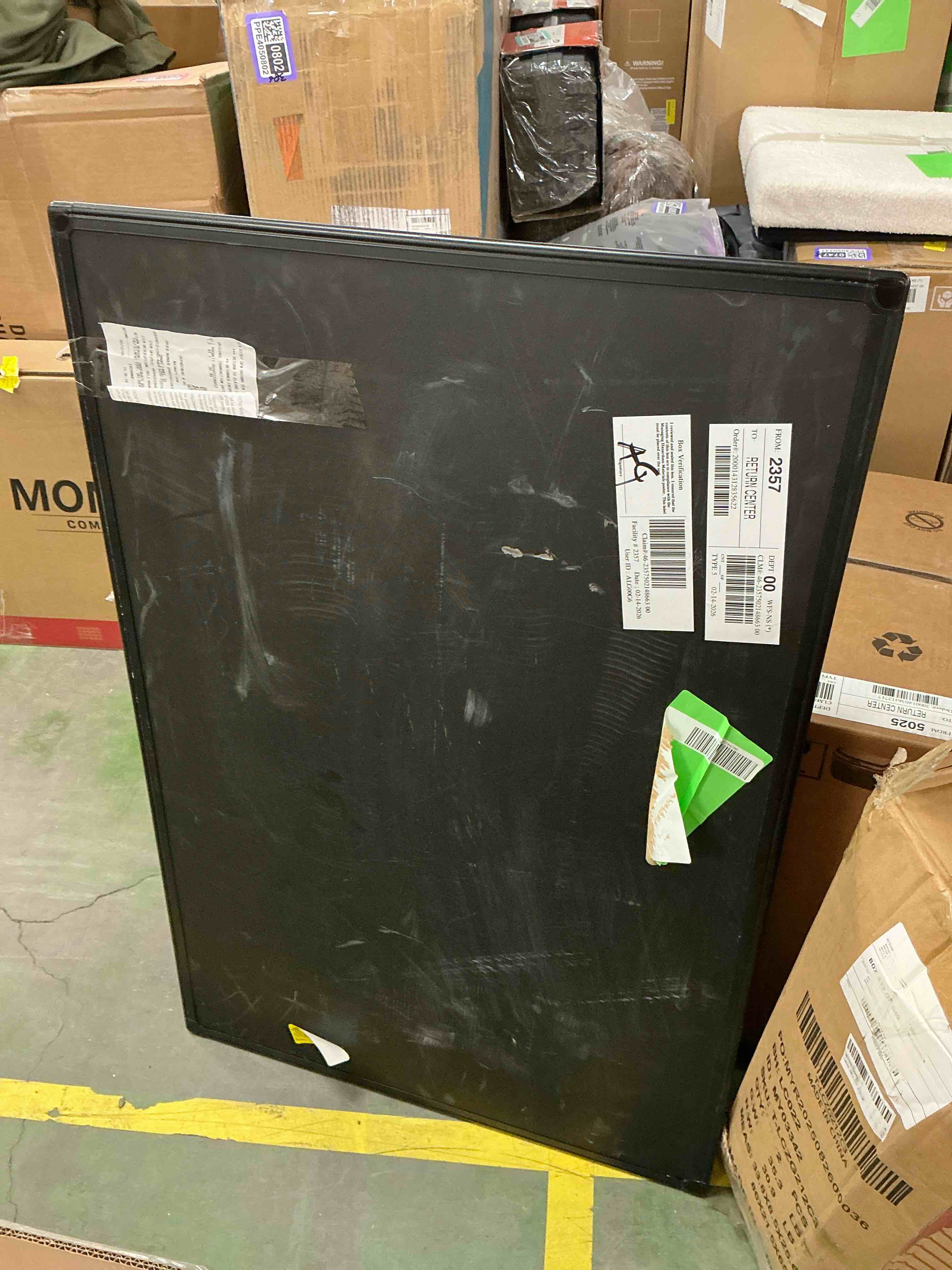 Condition photo showing As Is for Deli Magnetic Blackboard Dry Erase Board, 36" x 24" Wall Mounted Black Board with Aluminium Frame for School and Home