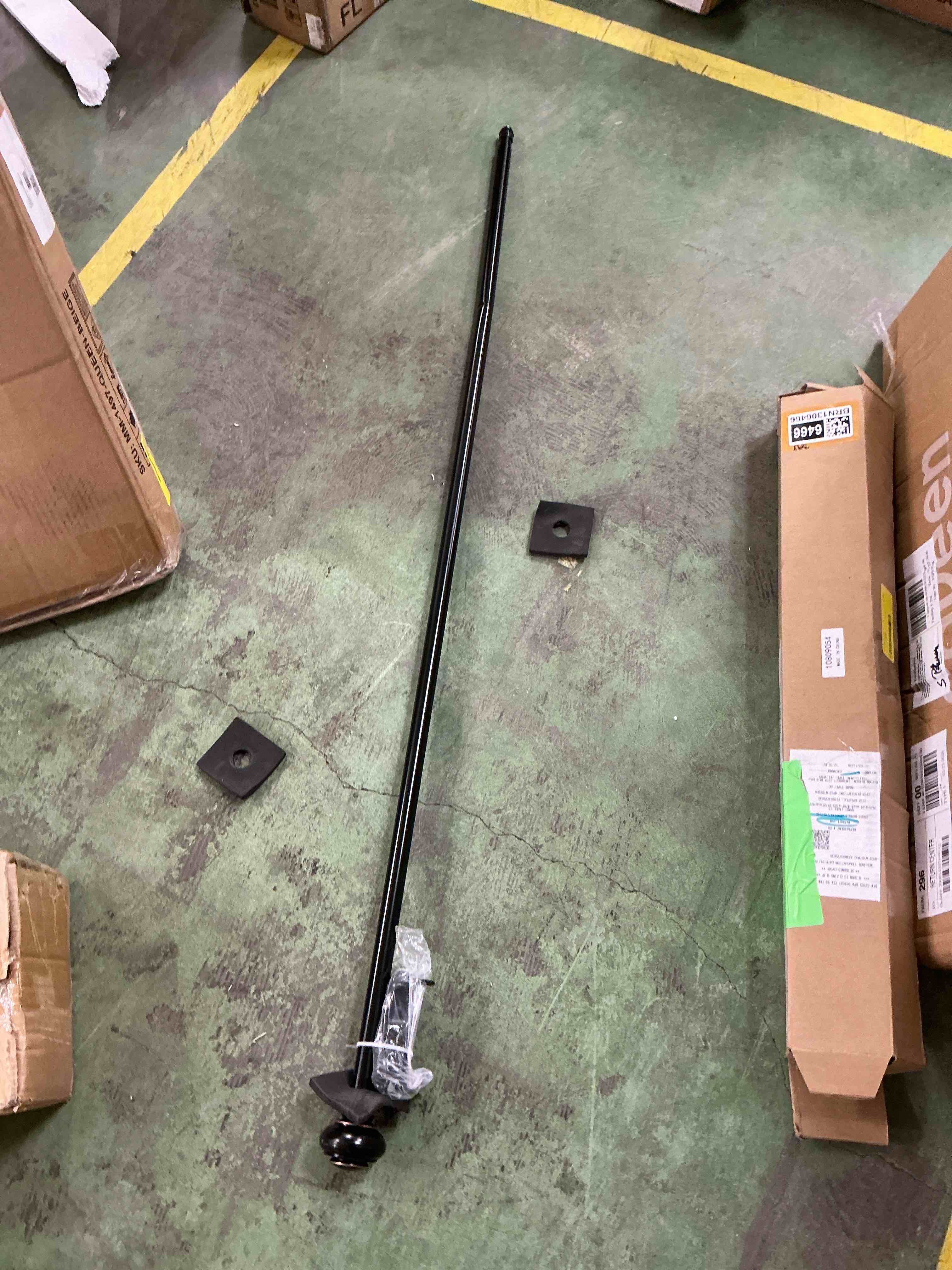 Condition photo showing As Is for H.VERSAILTEX Contemporary Adjustable Curtain Rod 0.75 and 0.75 in Black with Antique Bronze Ball Finial 48 - 84 in