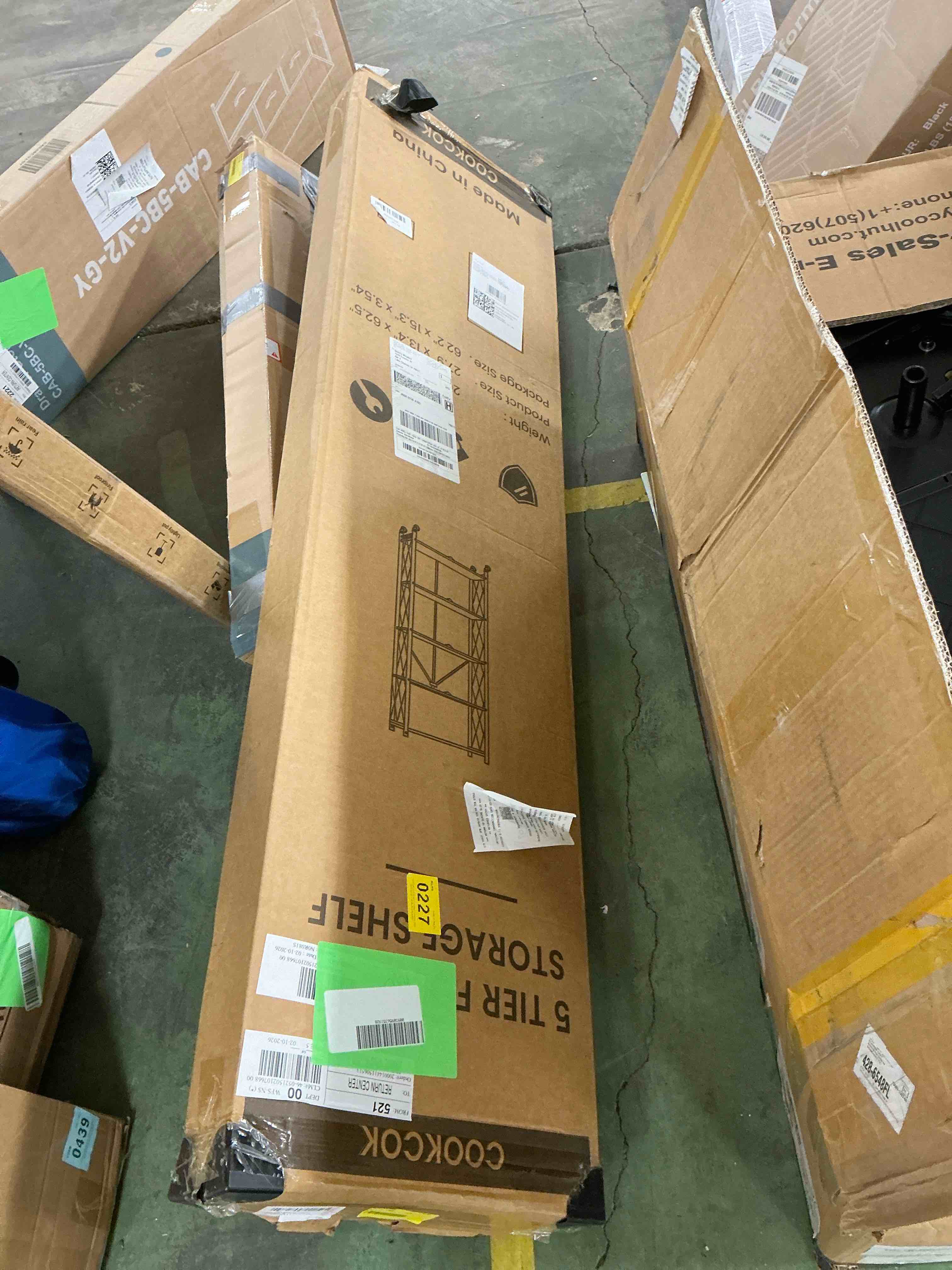 Condition photo showing New/Like New for COOKCOK 5-Tier Storage Shelving Unit  Metal Shelf 27.9 x13.4 x62.5  Foldable Storage Shelf with Wheels  Garage Shelf  Metal Storage Rack  Kitchen Shelf with 4 Hooks  No Assemble Require  White