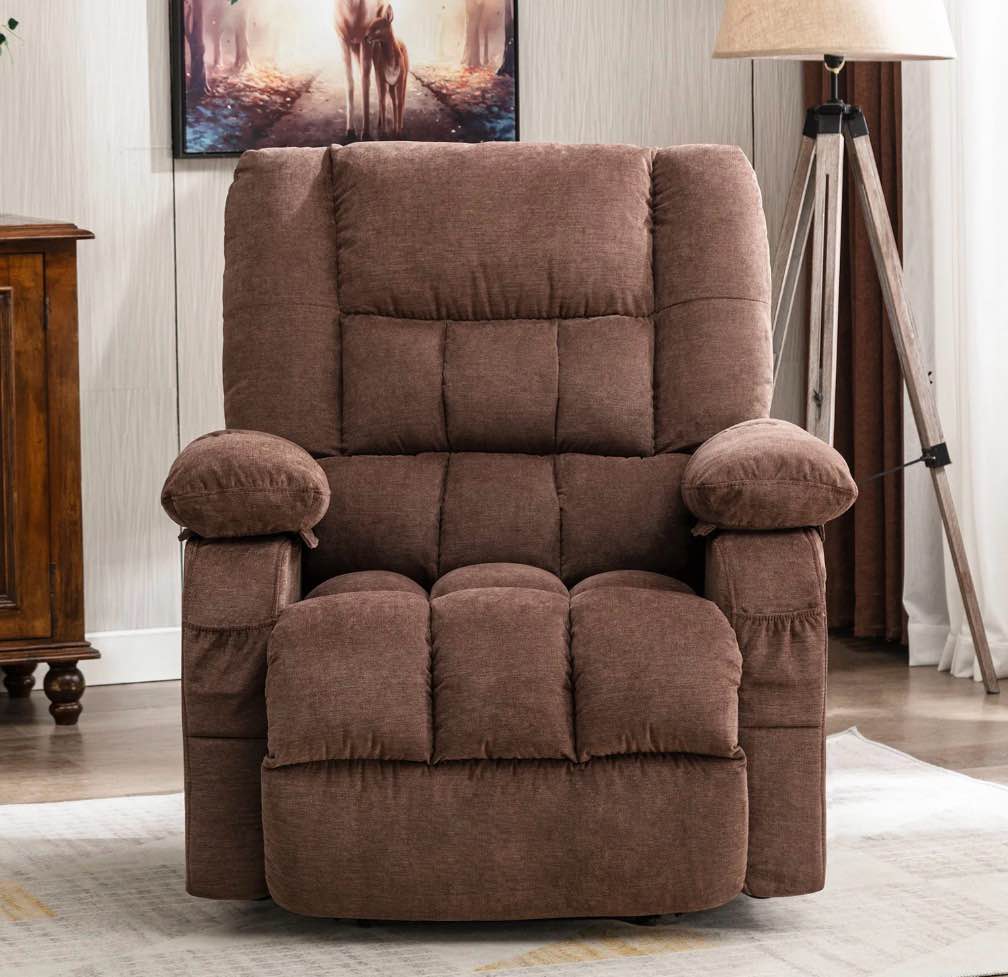 JONPONY Power Lift Recliner Chair Recliners for Elderly with Heat and Massage Recliner Chair for Living Room with Infinite Position and Side Pocket,USB Charge Port,Brown