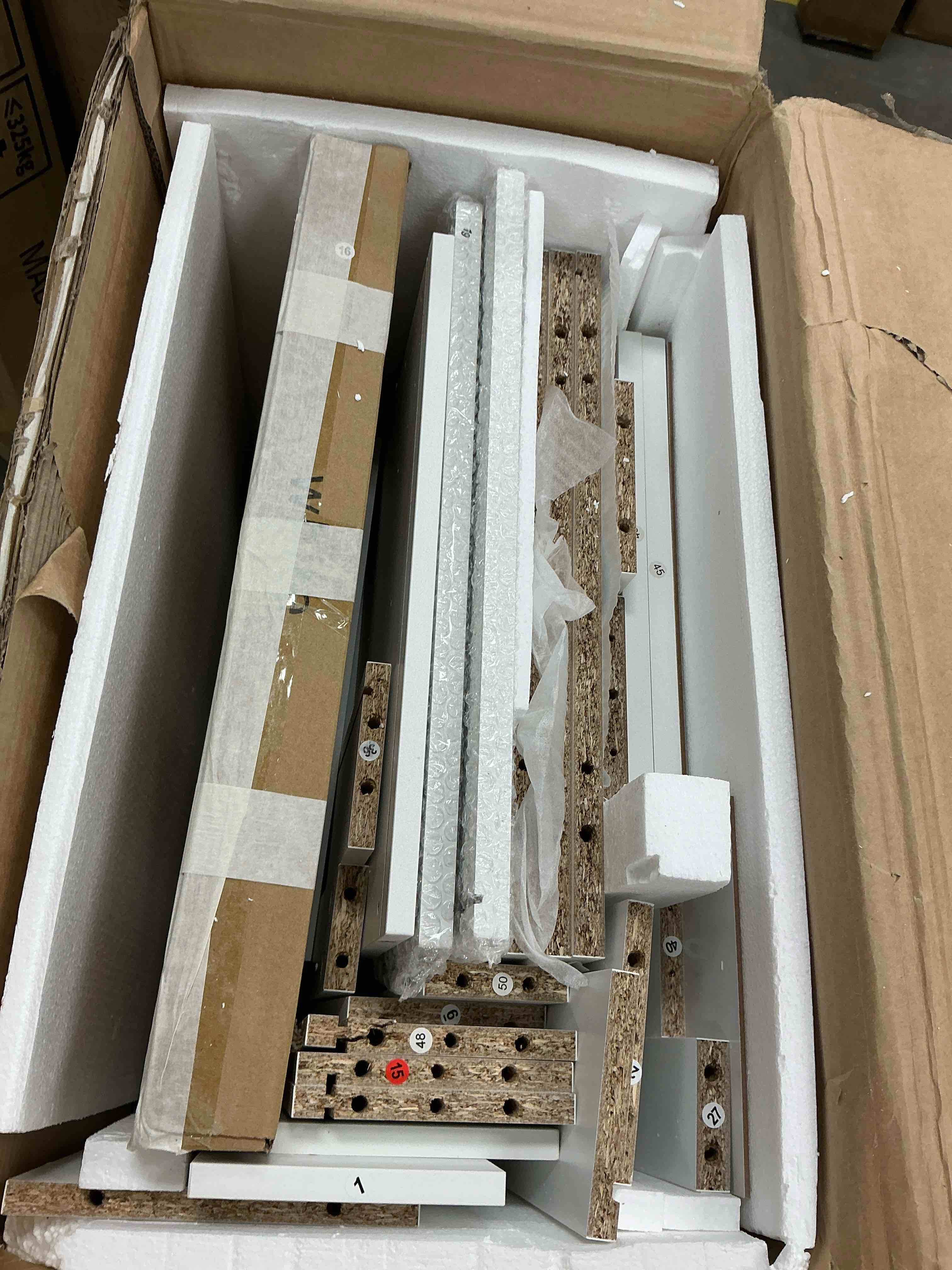 Condition photo showing Good Condition for Ktaxon Large 47.2" Makeup Vanity with 3 Color Lights, Vanity Desk with USB Charging Station, Vanity Makeup Table with Visible Drawers, Hidden and Open Storage Shelves, White