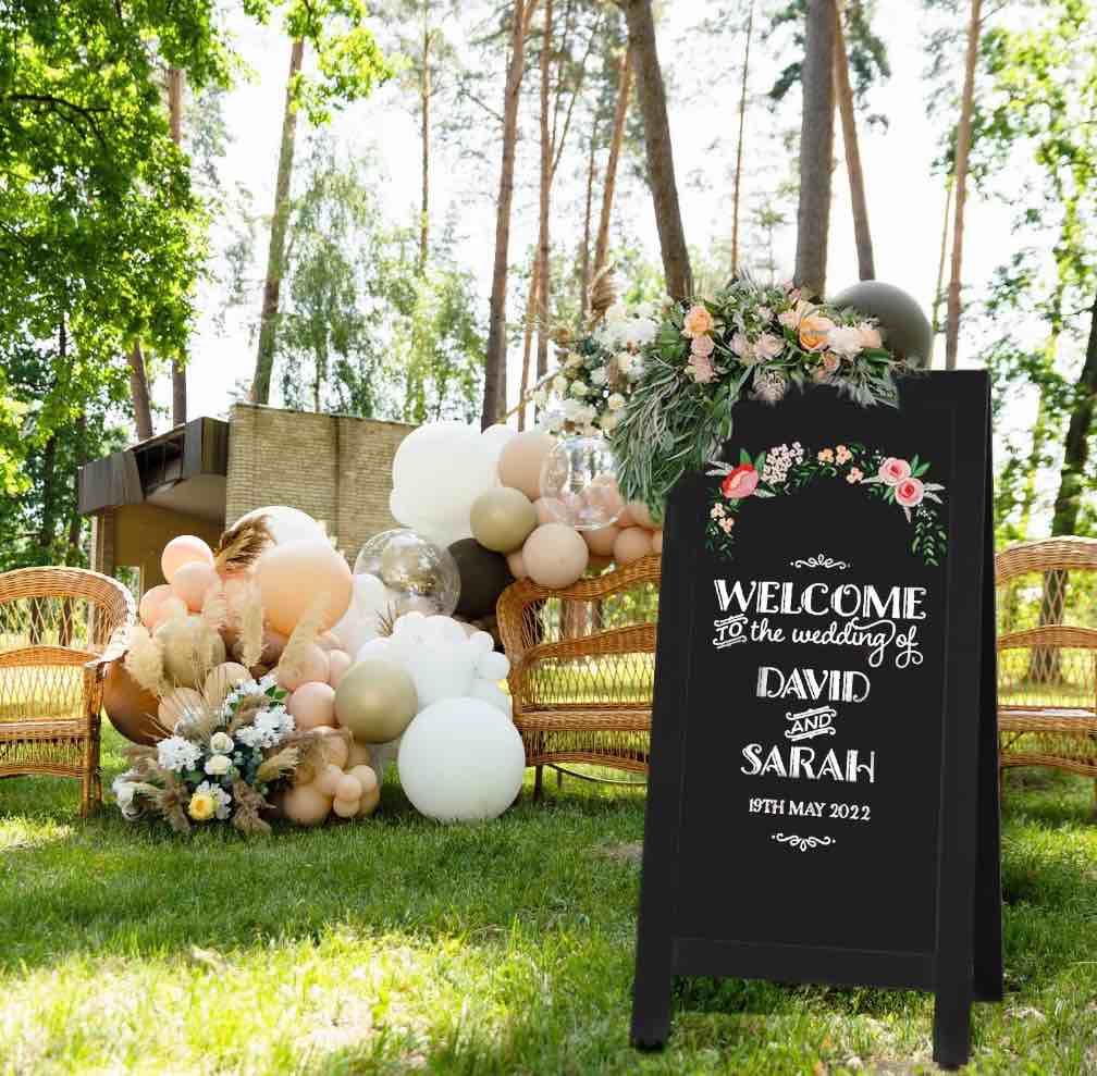 Condition photo showing Good Condition for Wooden A-Frame Chalkboard Sign 40  x 20  Magnetic Sidewalk Menu Board with Sturdy Freestanding Black Sandwich Sign Board Menu Display for Restaurant Business Weddings  Black