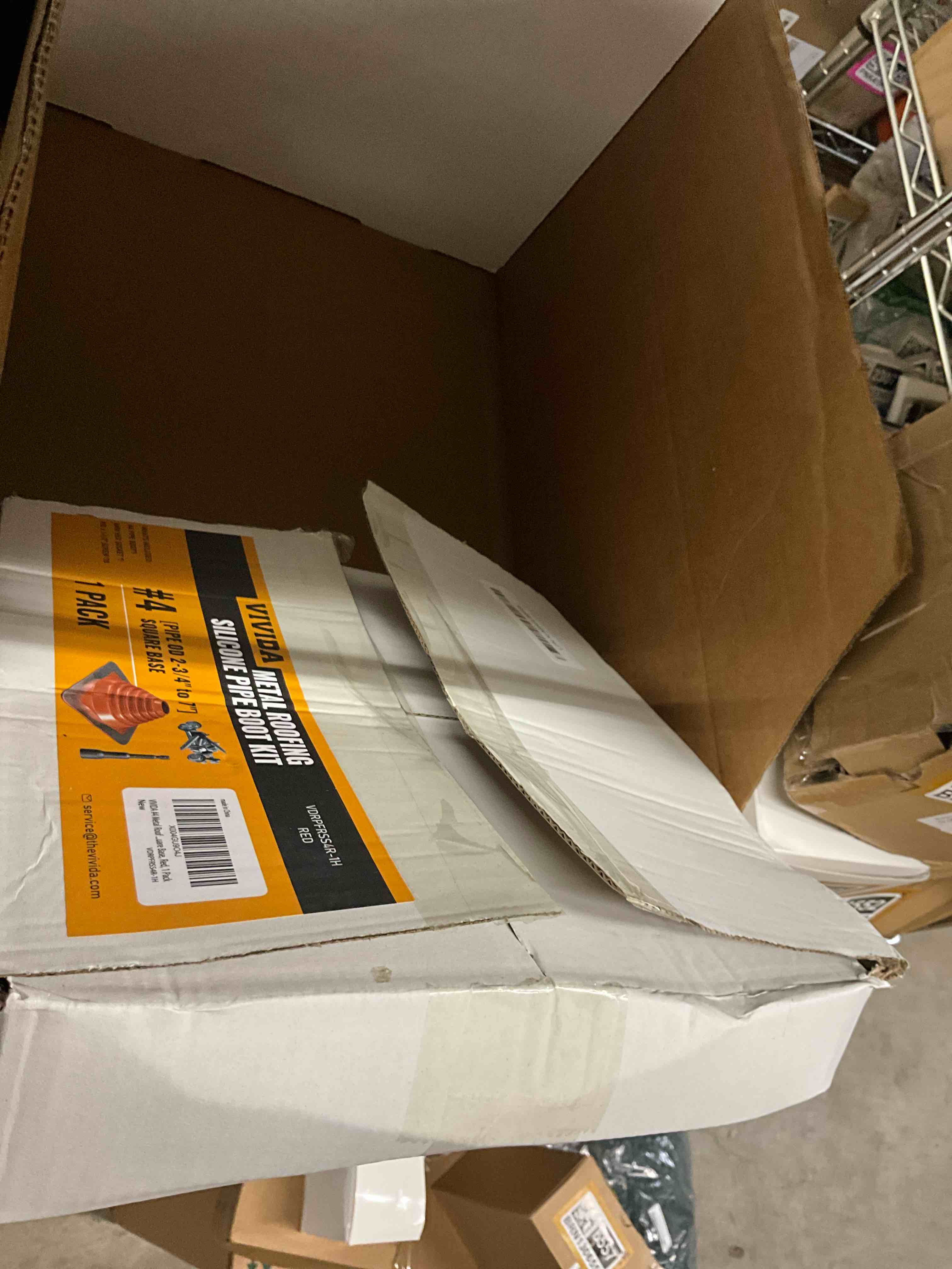 Condition photo showing Good Condition for VIVIDA #4 Silicone Metal Roof Pipe Flashing, High Temp Flexible Roof Jack Vent Boot for Pipe OD 2-3/4" to 7", Roofing Screws & Hex Socket Included, Square Base, Red, 1 Pack