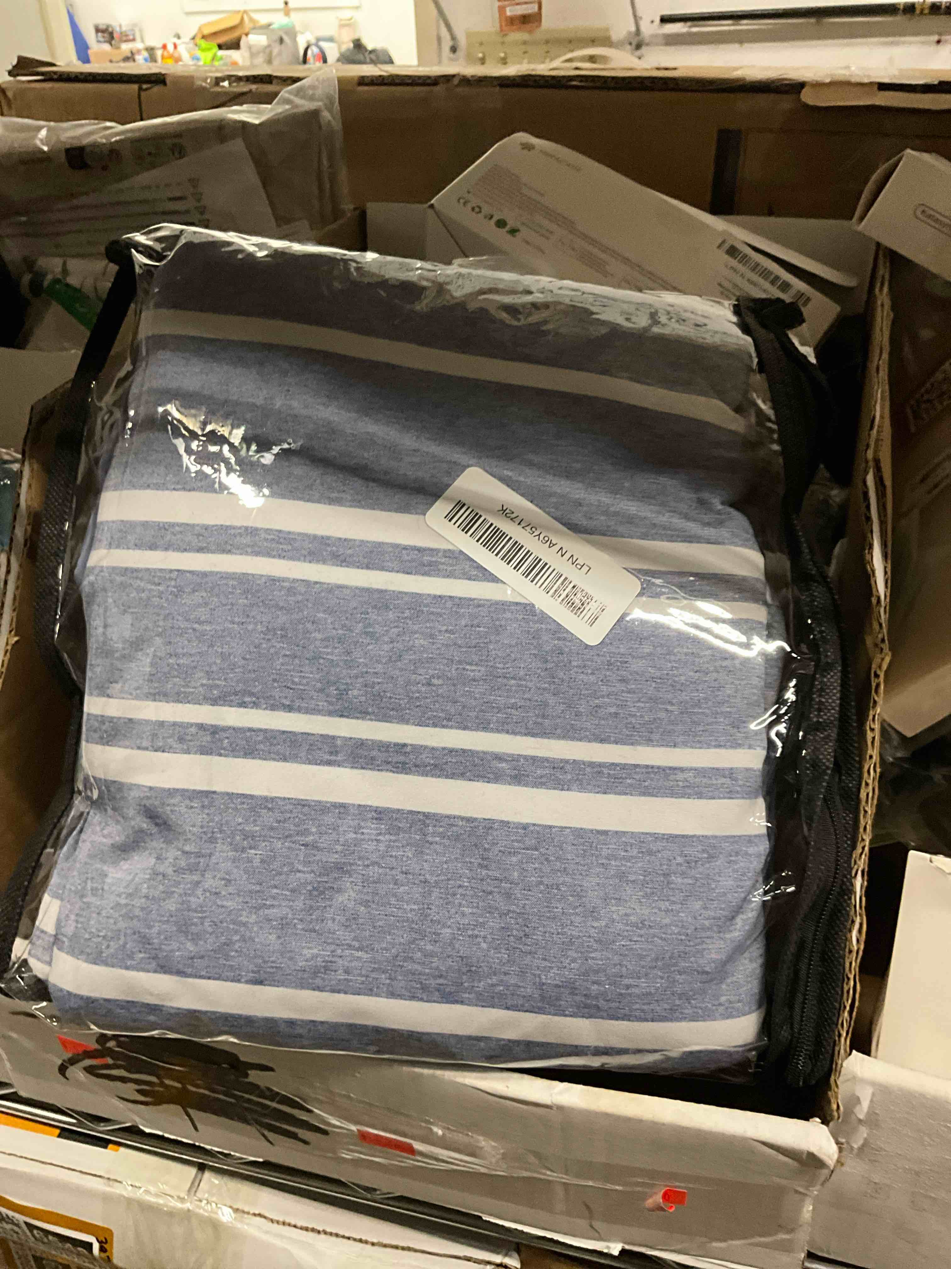 Condition photo showing Good Condition for Duvet Cover Queen Size - Extra Soft Queen Size Duvet Cover - Lightweight, Breathable, Easy Care & Fade Free w/Zipper Closures & Ties - 90" x 90" Inches - (Blue Stripes 3) Comforter Not Included 44 - Blue Stripes 3 (No Comforter) Queen (90x90)