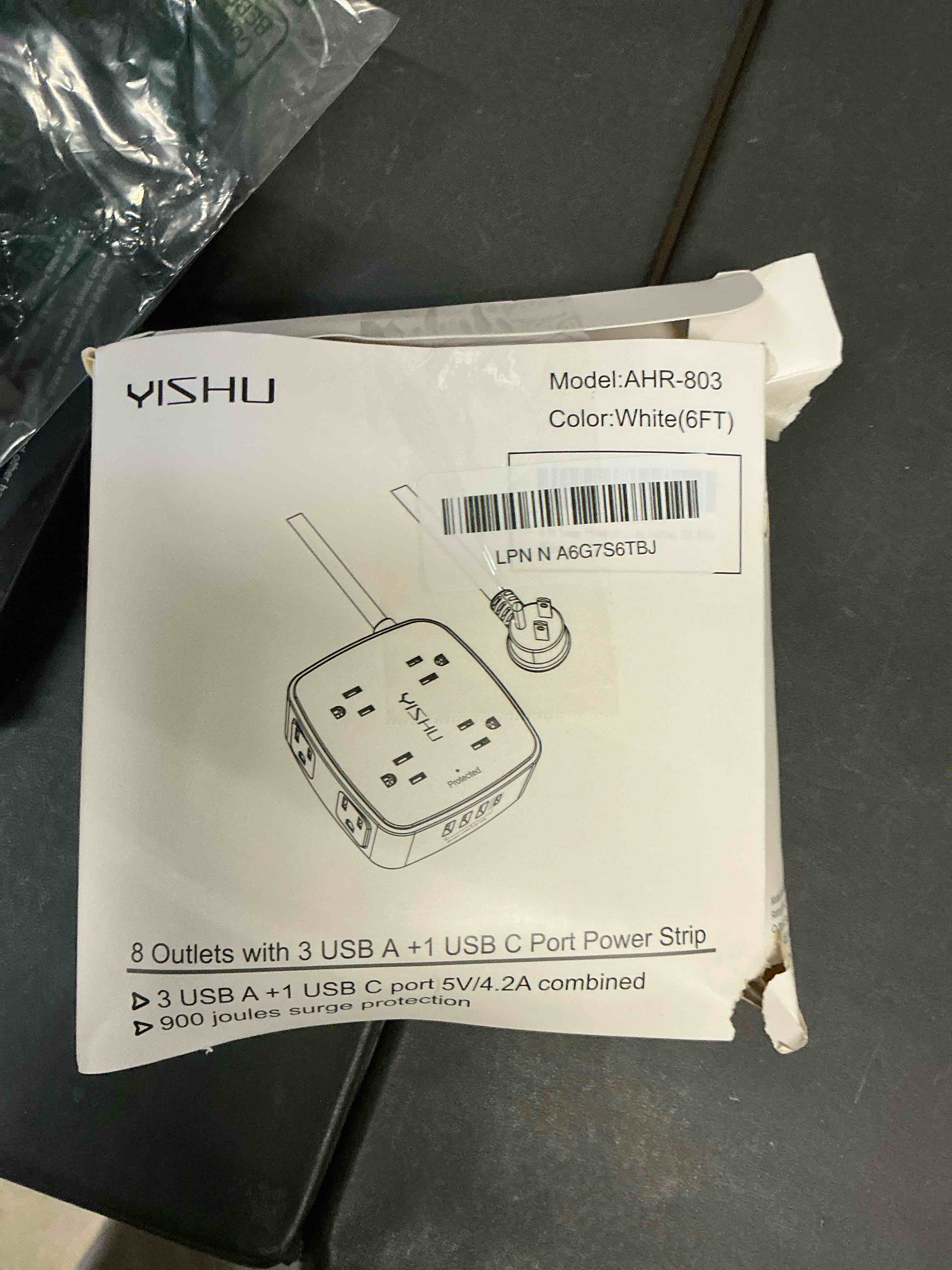 Condition photo showing Good Condition for 6 Ft Surge Protector Power Strip - 8 Widely Outlets with 4 USB Ports, 3 Side Outlet Extender with 6 Feet Extension Cord, Flat Plug, Wall Mount, Desk USB Charging Station, ETL,White 6 ft (Round Cord) White