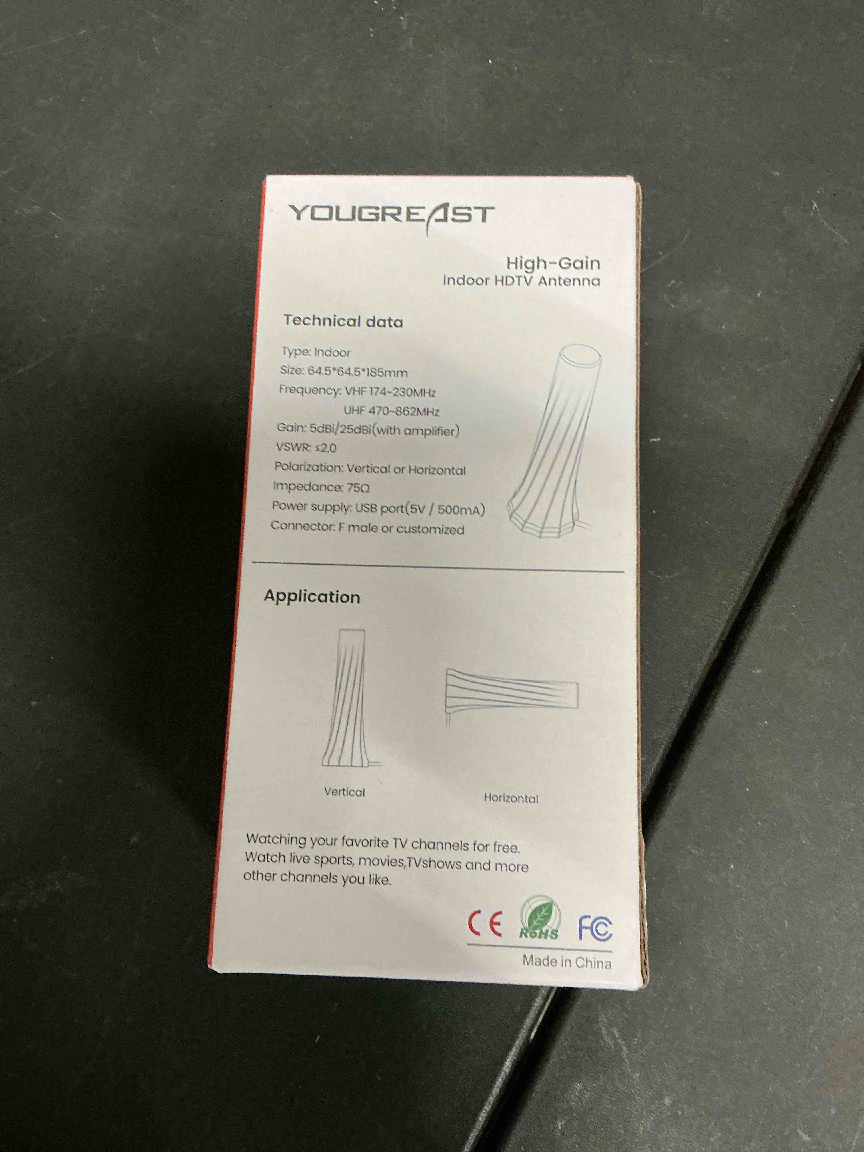 Condition photo showing New/Like New for TV Antenna Indoor Long Range, Supports 4K 1080p Digital Antenna for Smart TV Indoor with Signal Amplifier 16ft HDTV Coax Cable