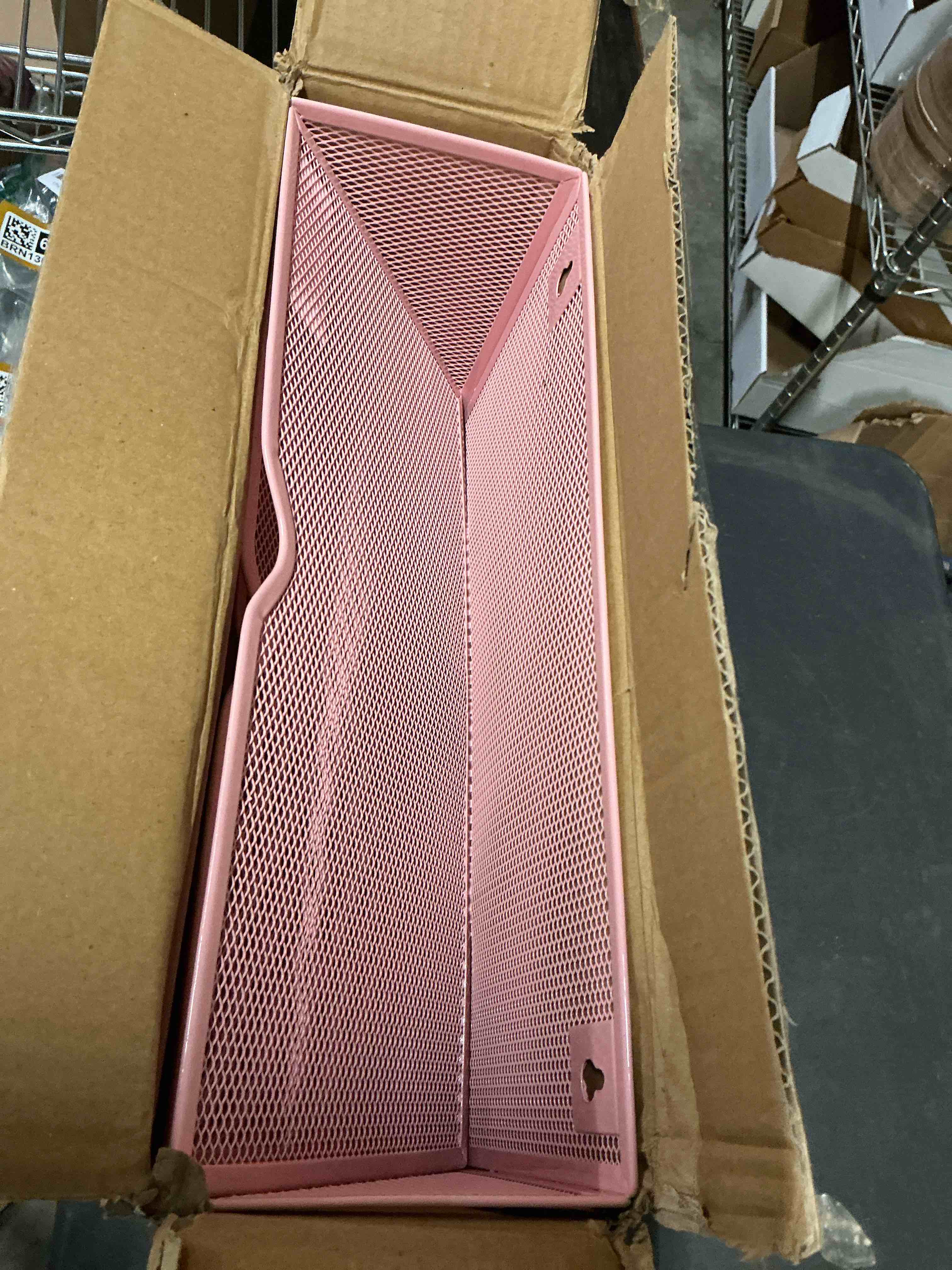 Condition photo showing Good Condition for Hanging Wall File Organizer 6 Tier Wall Mounted Mail Paper Folder Holder Document Organization Stand, Vertical Desk Magazine Rack for Office Home Cubicle Countertop, Pink