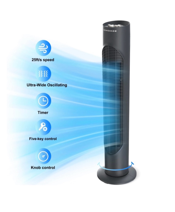 tower fan, 32" wide oscillating cooling fan with 3 speeds 3 wind modes ,timer,pentatonic button,standing fan for home,bedroom & office