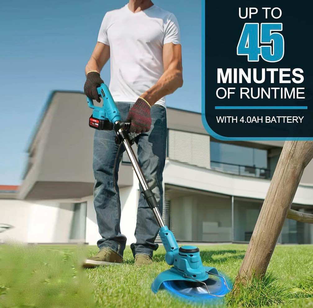 susuzi 21v 3-in-1 cordless weed wacker – weed eater brush cutter with wheels, dual batteries & adjustable head