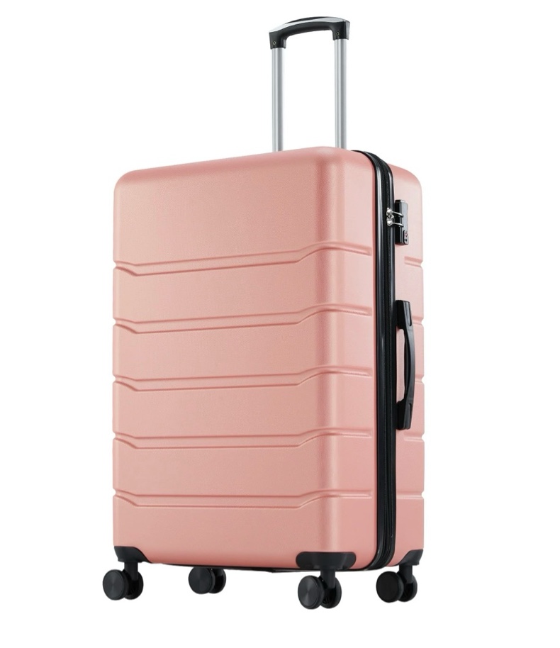 edx 24 inch hardside expandable luggage with spinner wheels  checked-medium lightweight expandable rolling luggage with tsa lock  pink