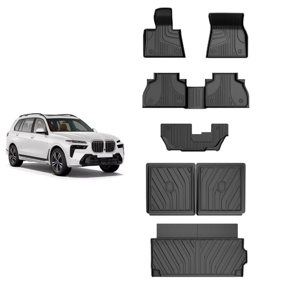 AOMSAZTO Floor Mats & Cargo Liner & Backrest Mat for BMW X7 2019-2025(Only 7-Seater  Not for 21-22 X7 50i) All Weather Trunk Mat Back Seat Cover Protector Full Set