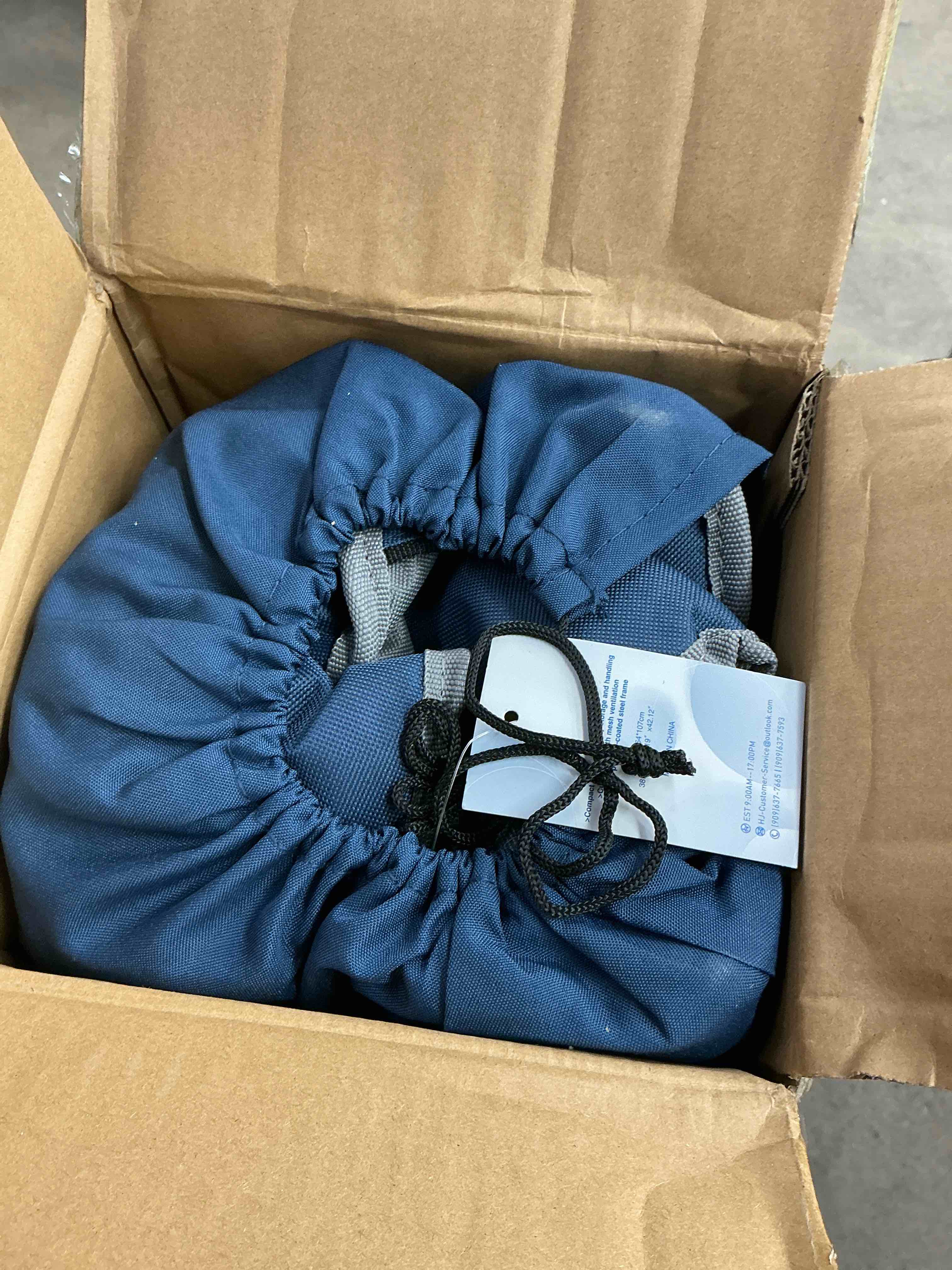 Condition photo showing New/Like New for edx oversized camping folding chair, heavy duty padded chair with cup holder storage and cooler bag, 500 lbs steel frame, portable for outdoor,blue gray