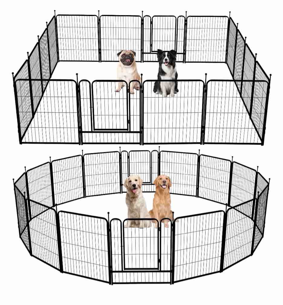 Naipo Dog Playpen Outdoor, 16 Panel 40" Heavy Duty Dog Fence, Pet Pen for Large/Medium/Small Dogs, Exercise Puppy/Cat/Rabbit/Small Animals, Portable RV/Camping/Garden Metal Fence