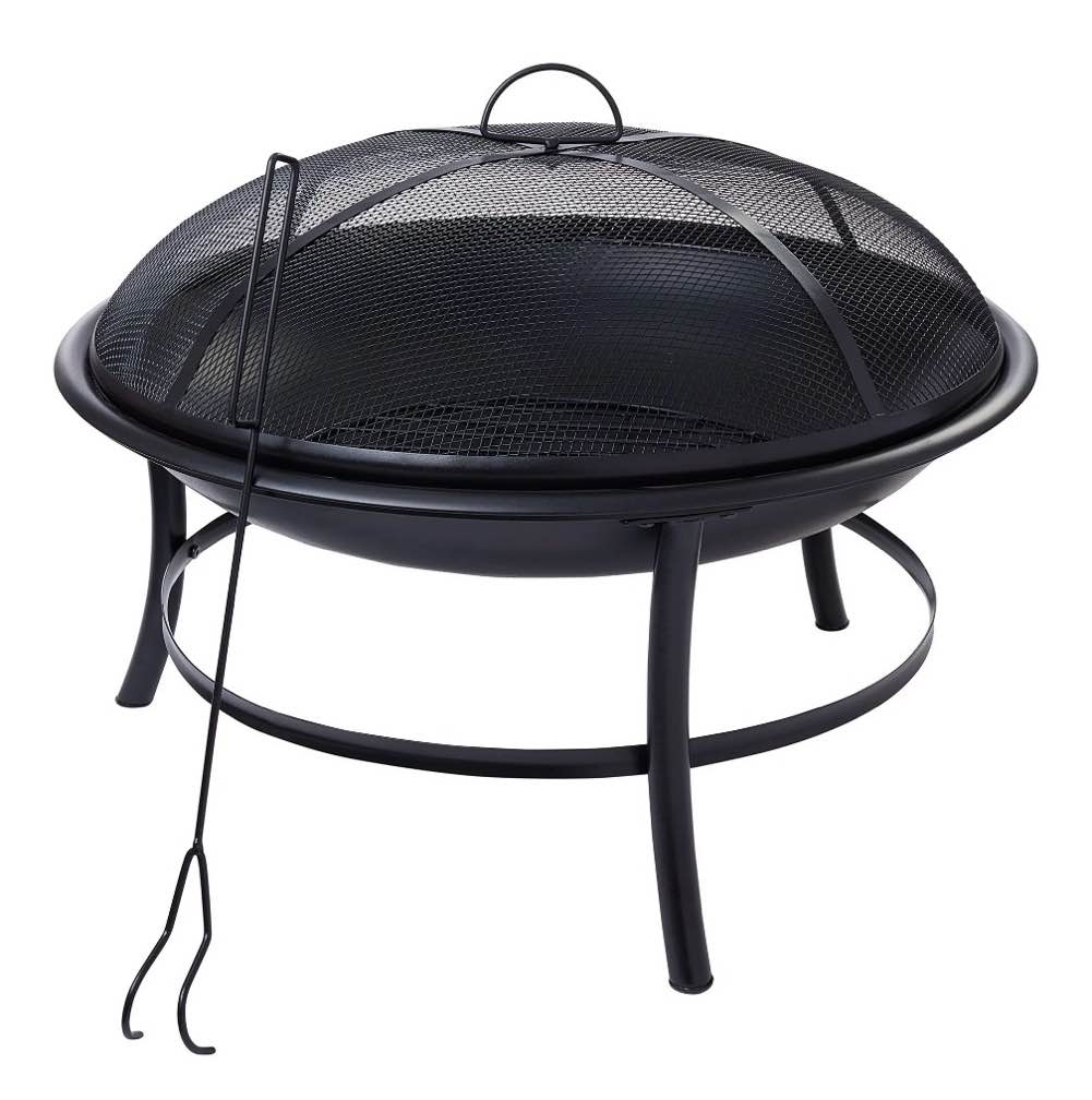 Mainstays 26  Round Iron Outdoor Wood Burning Fire Pit  Black