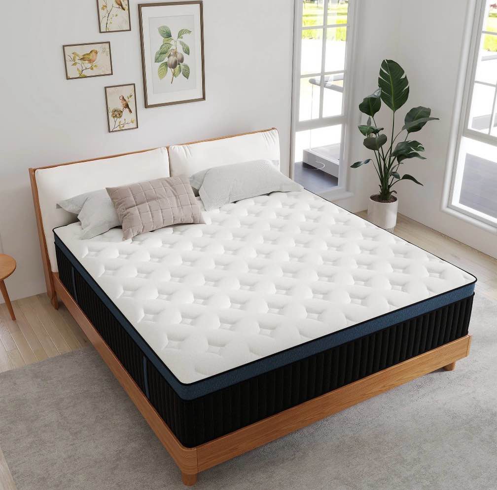 Kviwasha King Mattress 14 inch Memory Foam and Spring Hybrid Mattress in a Box Pressure Relief, Breathable