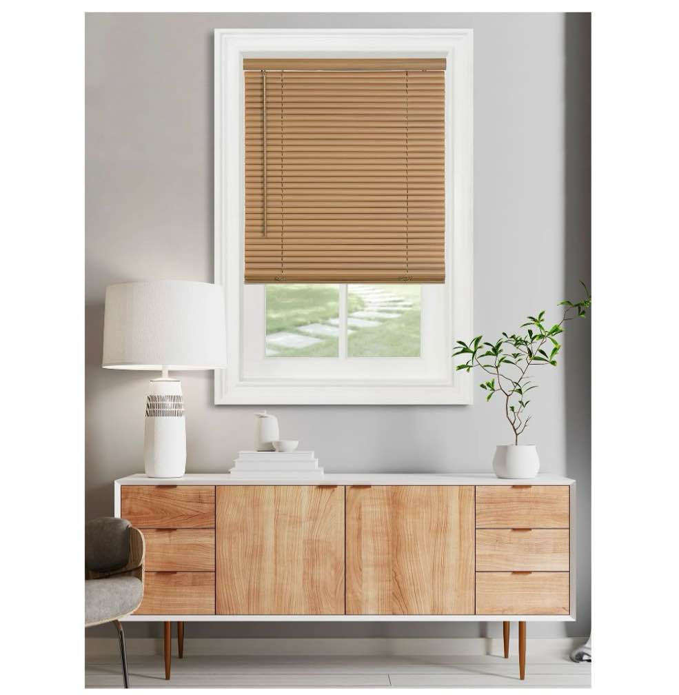 Achim GII Morningstar Indoor Cordless Woodtone Vinyl Light Filtering Window Mini Blind  64  L x 31  W