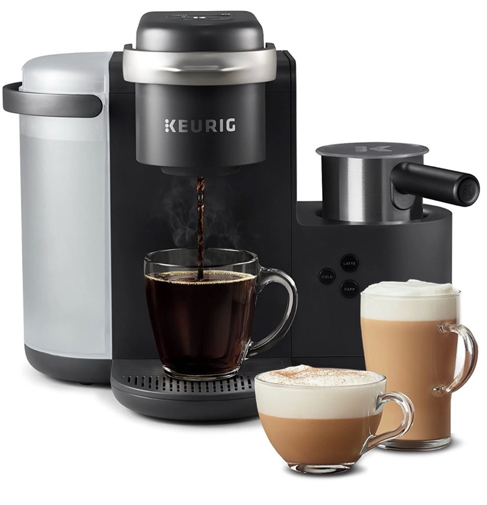keurig k-cafe single serve k-cup coffee maker latte maker and cappuccino maker dark charcoal