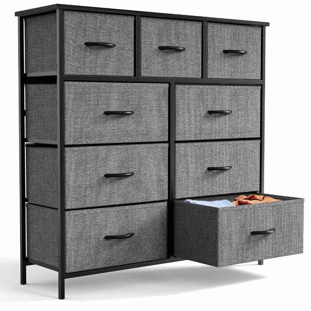 edx Fabric Dresser for Bedroom 9 Drawer, Grey