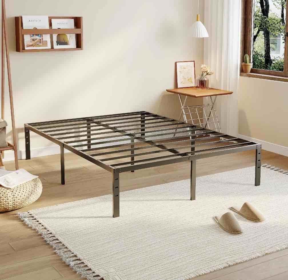 Zimtown 12 inch Full Size Bed Frames Heavy Duty, Metal Platform Bed No Box Spring Needed, Black