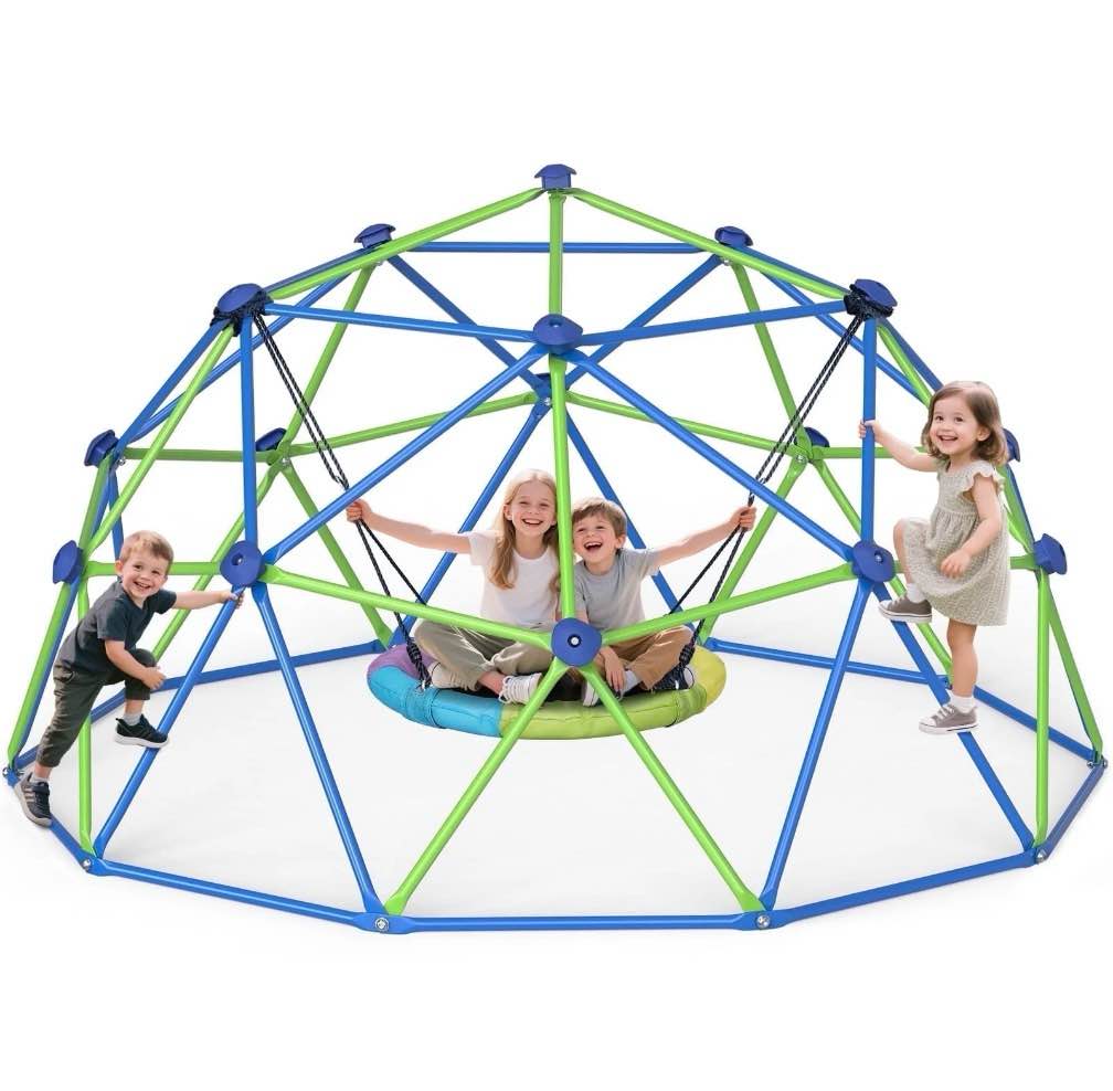 Wostoo 10ft Climbing Dome With Swing Set, Kids Dome Climber Jungle Gym Outdoor Play Toddler Play Set For Ages 3-10 Kids Gift, Supports Up To 880lbs