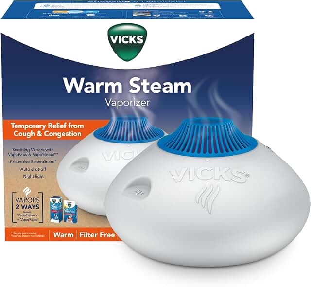 vicks warm steam vaporizer humidifier with night light - 1.5gal
