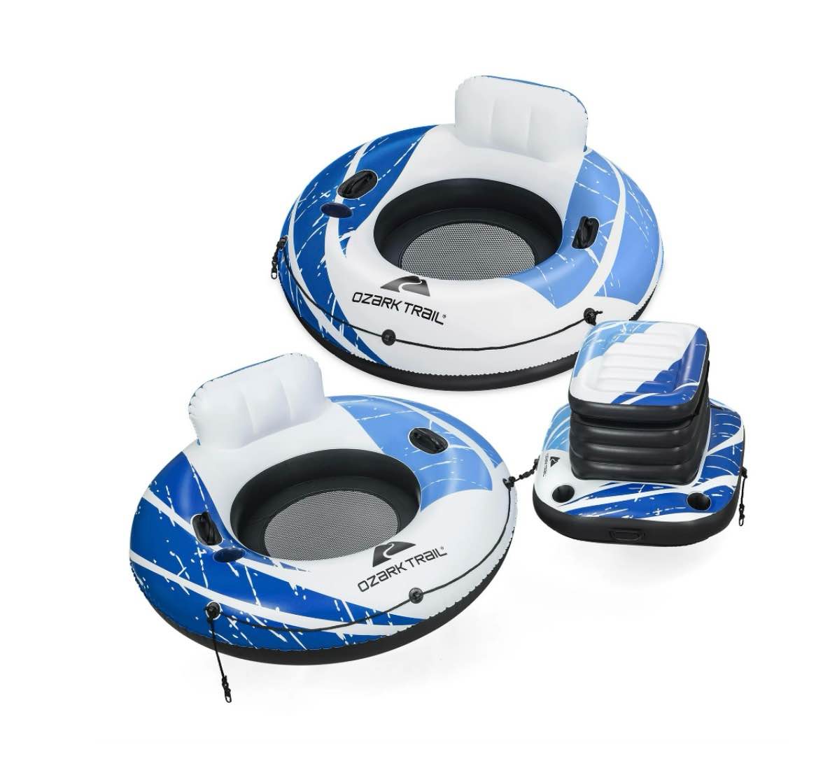 ozark trail rapid rider river tube 2-pack and inflatable cooler combo