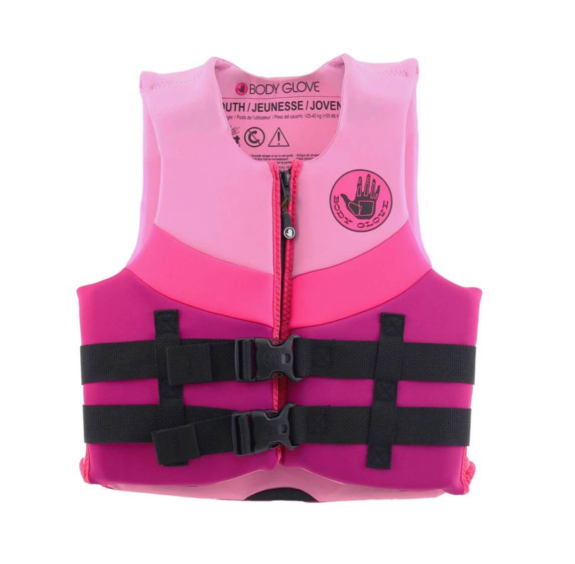 body glove youth neoprene pfd life jacket and vest  girl  55-88 lbs.  pink