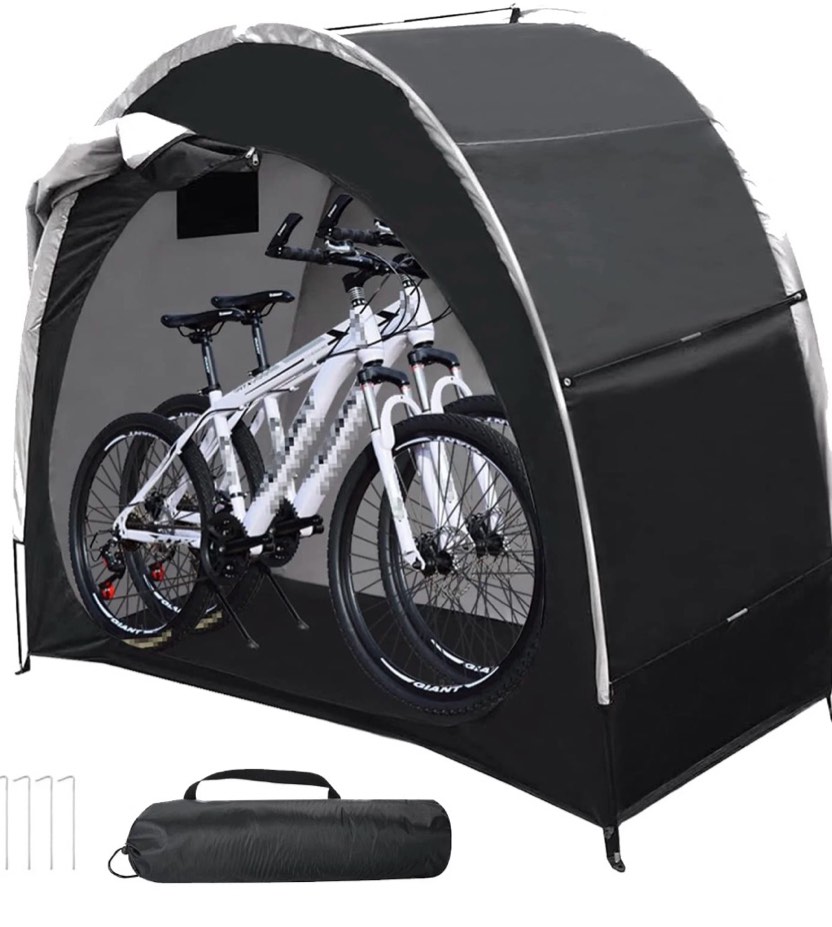 Henotion Bike Storage Tent with 210D Oxford Fabric PU4000 Waterproof,Heavy-Duty Bike Shelter for 2-3 Bikes Motorcycles Lawn Mowers,Outdoor Bike Shed Cover for Backyard Garage Camping Tools