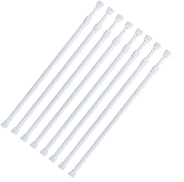 NAISHIER 8 Pcs Spring Tension Curtain Rod 28 to 48 Inch  White Adjustable Curtain Rod