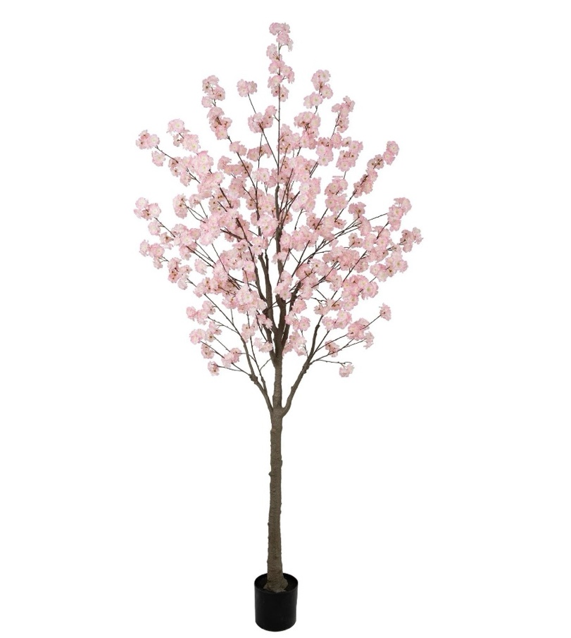Nafresh 8ft Artificial Cherry Blossom Tree with Vividly Colored Flowers, 96in Faux Cherry Blossom Tree with Realistic Trunks for Indoor Outdoor Home Office Decor
