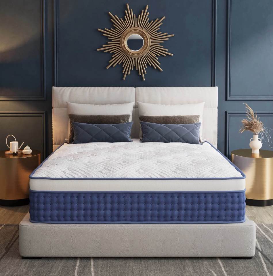 EGOHOME King 14 inch Hybrid Mattress, Pocketed Springs, Medium, Pressure Relief, Reinforced Edge, Mattress in a Box