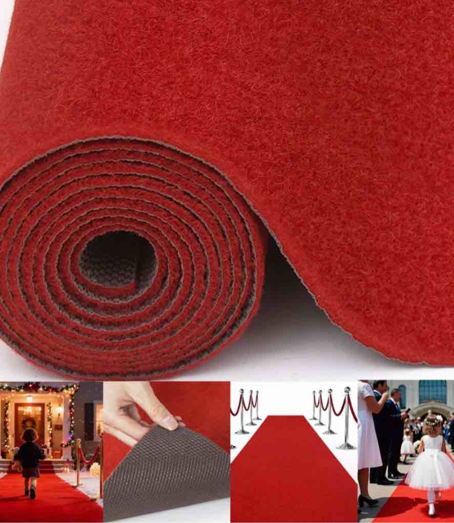 wanlisell 3.3 x 10 ft red carpet runner  extra thick red runway rug rubber backed  anti-slip aisle rug for wedding