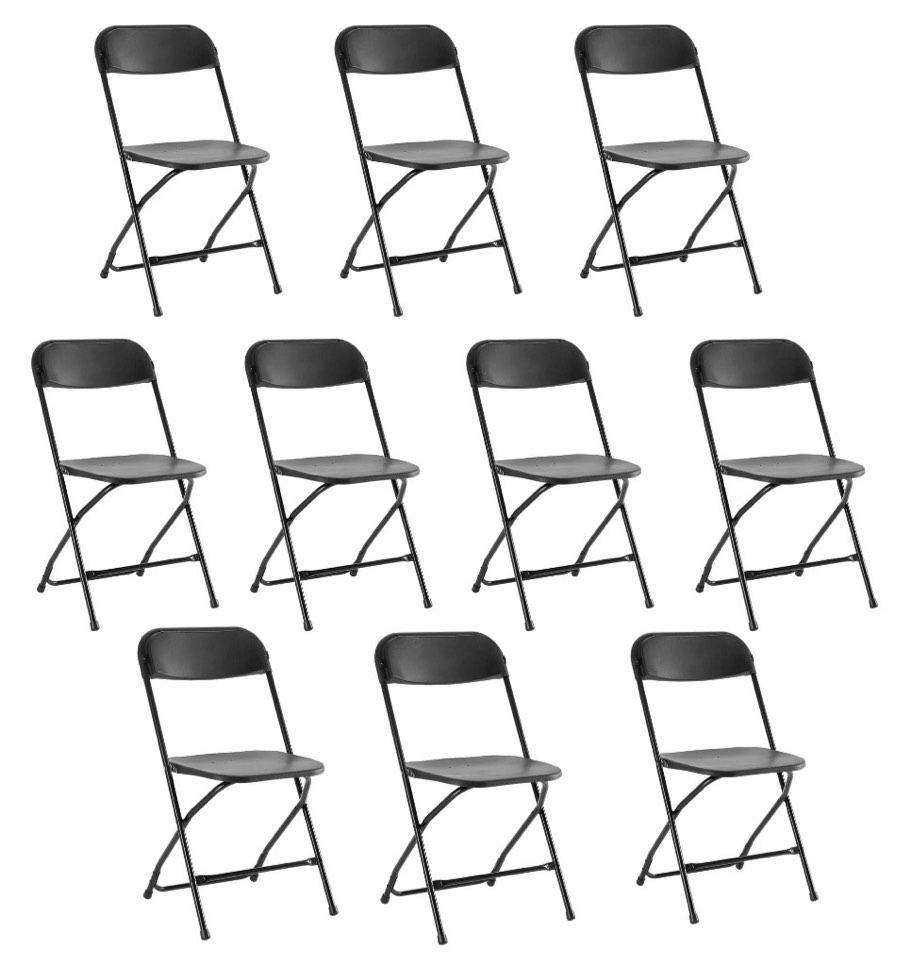 concetta plastic folding chair set of 10, 330lb load capacity lightweight for indoor/outdoor, black
