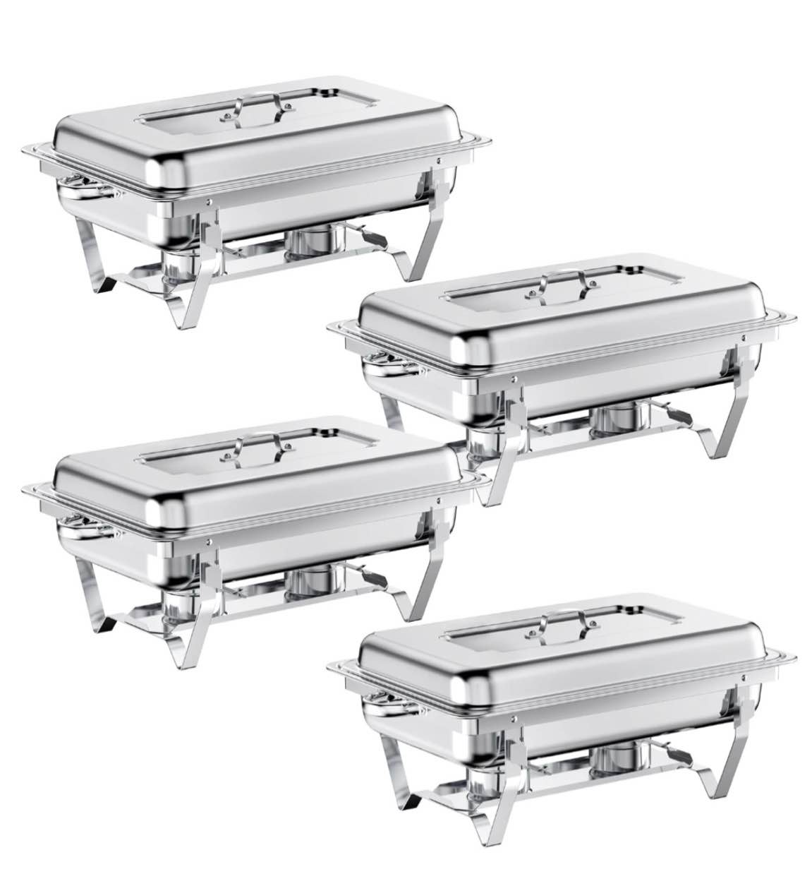 chafing dish buffet set 4 pack full size  jacgood 8qt stainless steel chafing dishes for buffet  chafers and buffet warmers sets for parties  events  wedding  camping  dinner