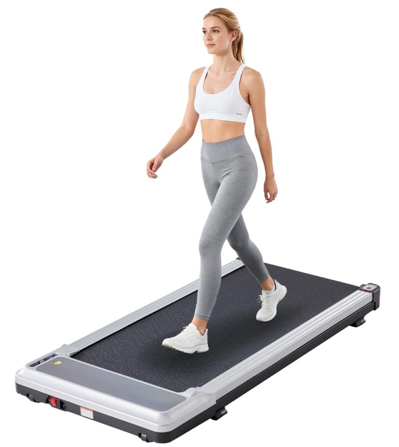 edx walking pad treadmill with remote control,under desk treadmill for home&office, 198 lbs weight capacity, silver