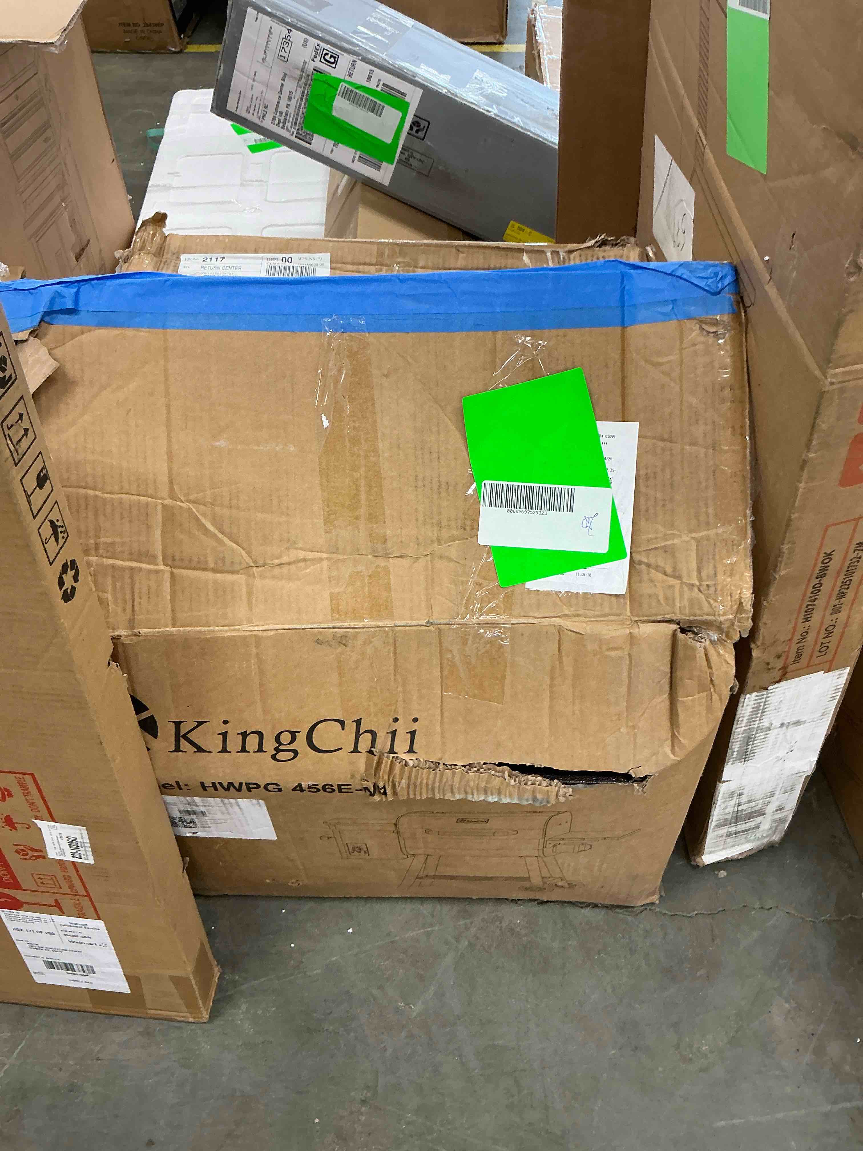 Condition photo showing Good Condition for kingchii pellet grill smoker with side shelf, 456 sq.in grill with pid temperature control for outdoor cooking, bbq camping and patio, brown